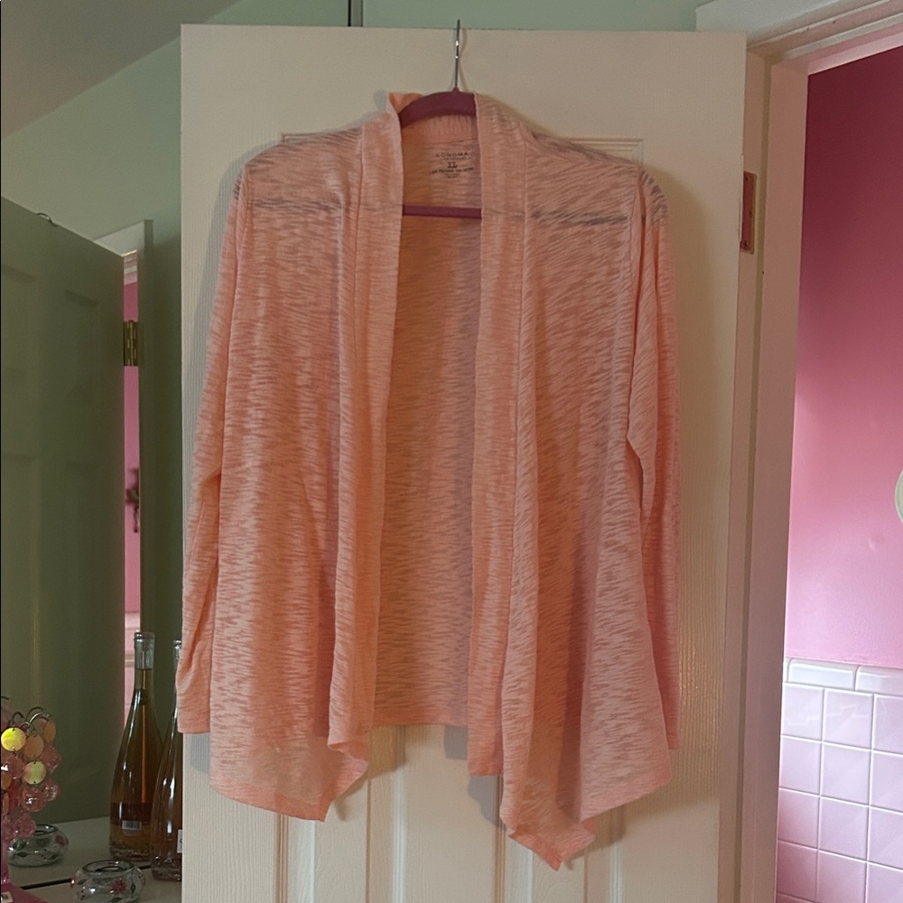 Sonoma Women's Light Peach Open-Front Cardigan XL